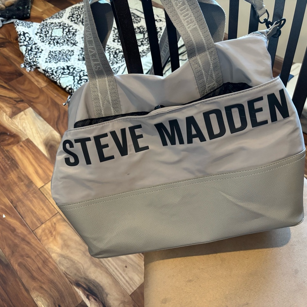 Steve Madden Black and Gray Men's Duffel Bag